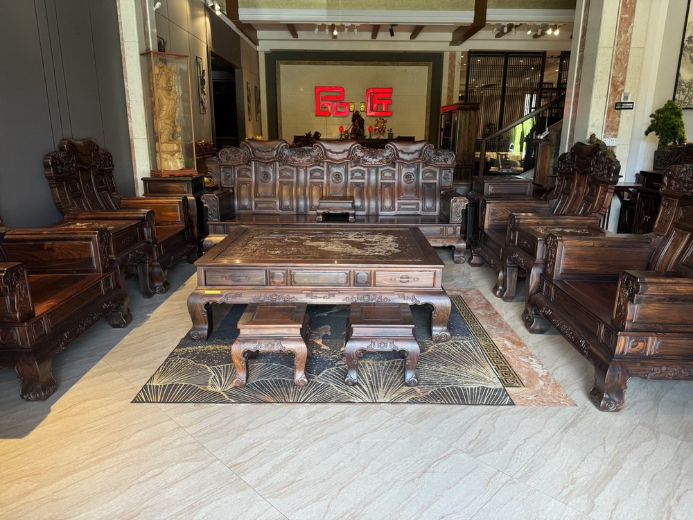 印尼黑酸枝花开富贵沙发13件套