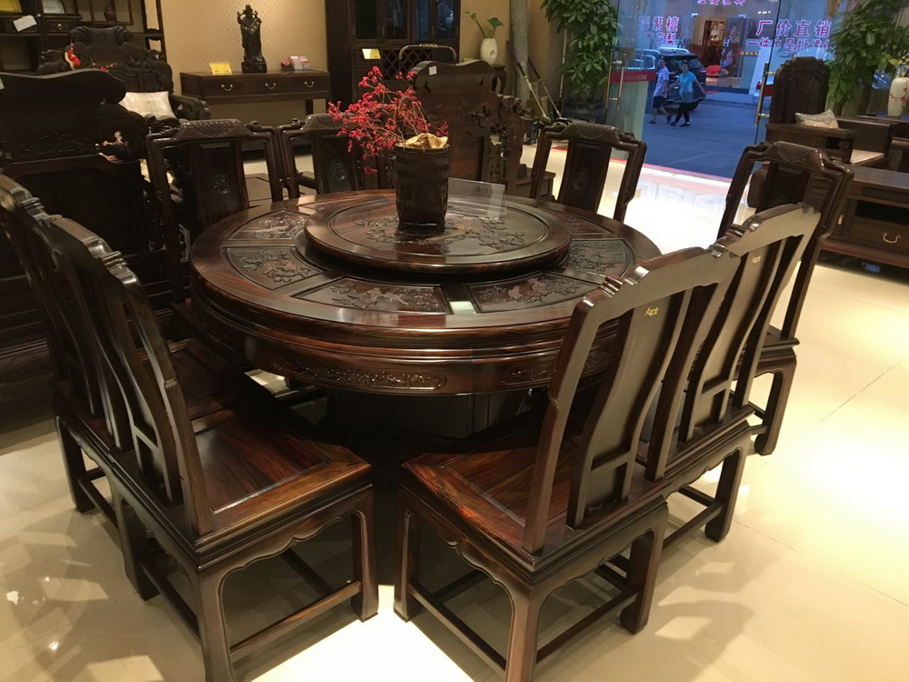 印尼黑酸枝老料圆餐桌