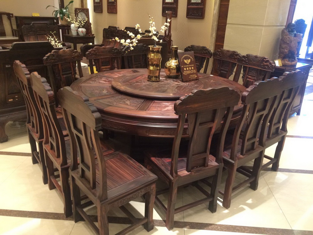 印尼黑酸枝老料圆餐桌