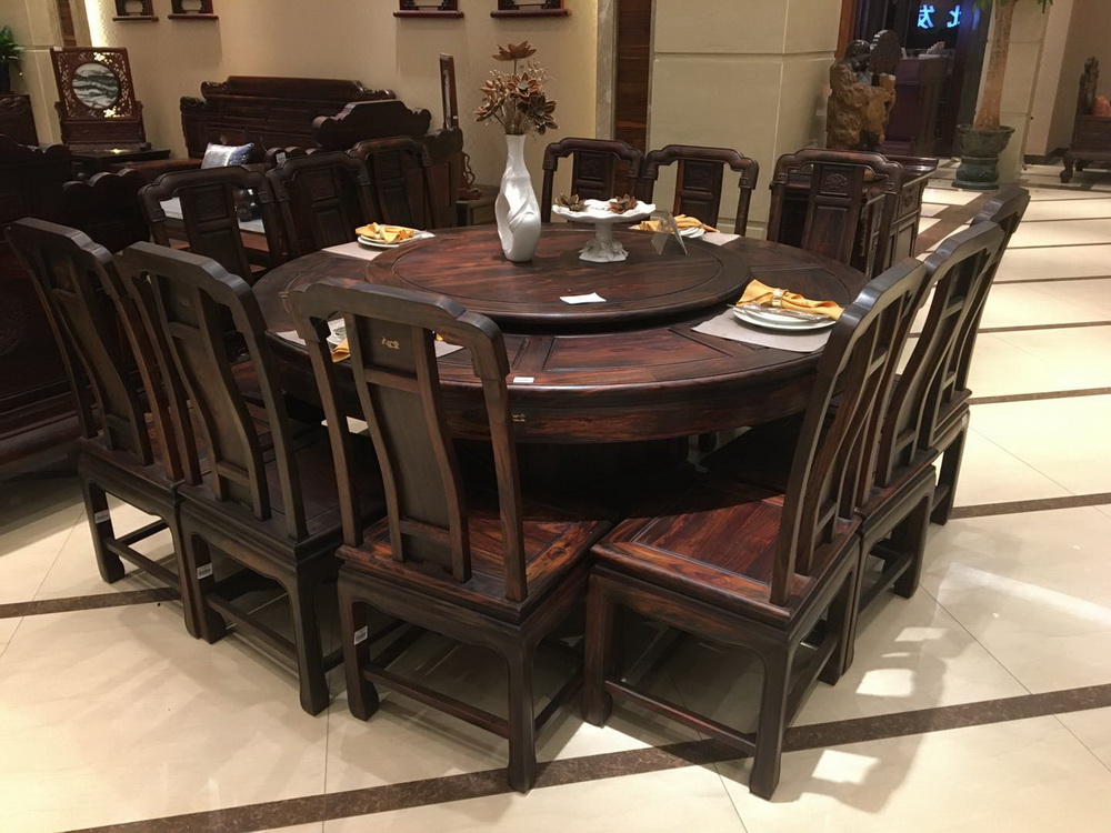 印尼黑酸枝老料圆餐桌