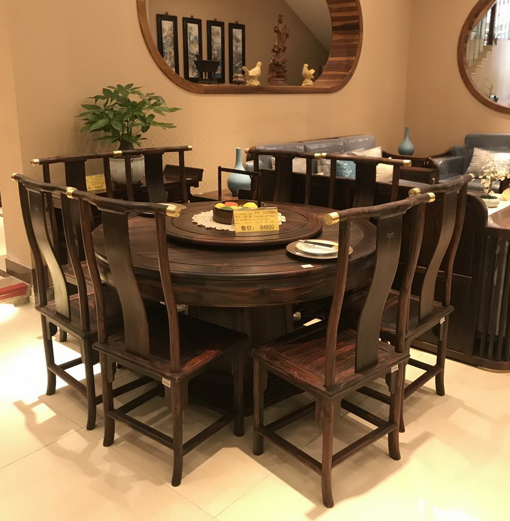 印尼黑酸枝老料圆餐桌